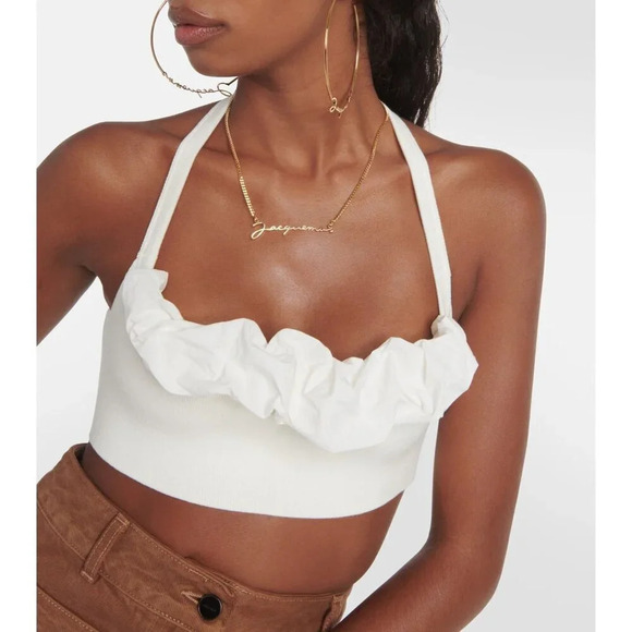 JACQUEMUS Le Bandeau Frivolli Top in Off White 40 New Womens Cropped Bralette - Picture 1 of 14